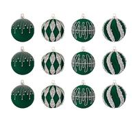 weiting Ornamenti di Natale in Velluto,12 Pezzi Set di Palline Ornamentali Natalizie Fioccate | Decorazioni per Casa Feste Interno Esterno Soggiorno Cucina Ghirlanda