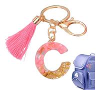 WEITING Portachiavi con nappa, in resina, delicato alfabeto rosa, con nappa, decorazione per borse, zaino, accessorio elegante, bomboniera per ragazze, signore, c, 1