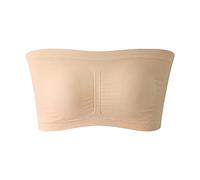weiting Reggiseno senza spalline da donna | Bralette imbottite, elasticizzate, morbide, comode e senza fili, reggiseno senza spalline, top a fascia, reggiseno da donna, color carne, S