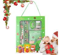 weiting Set di cancelleria natalizia per bambini, set di cancelleria per la scuola di Natale - Set di 6 set di natalizia sicura | Forniture di festive in più colori, graziose
