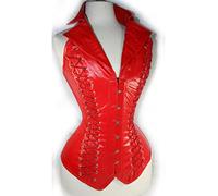 WEITING Sexy scollo a V Overbust gotico steampunk vita corsetto cincher sottoseno pelle sintetica acciaio disossato corsetto corsetto in pelle-rosso, XL