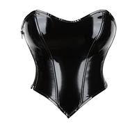 WEITING Top sexy da donna in pelle sintetica con cerniera in pelle sintetica e stile stradale, senza maniche, senza spalla, bustier-nero, XL