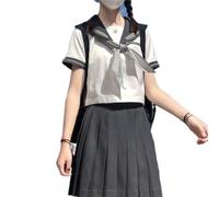 WEITING Uniforme scolastica giapponese JK Uniforme ragazza S-XL Grigio JK Abito stile college giapponese Costume da marinaio Camicia sexy da donna Gonna a pieghe-Verde-S