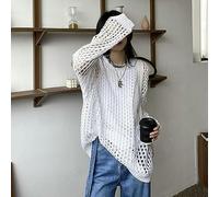 WEITING Y2K Harajuku Maglione Scava Fuori Donna Vintage Grunge Lavorato a Maglia Maglione Oversize Moda Stile Pigro Allentato Casual Top Sottili-Bianco-M