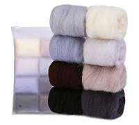 WEITINGKKK di Lana, Confezione da 10 g di 8 Filati di Lana Multicolore for infeltrimento ad ago e filatura a Mano Fai da Te