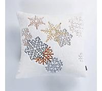 WEITINGKKK Fodere per cuscini, Copricuscini imbottiti con ricamo a fiocco di neve blu e bianco, 45x45 cm, 18x18 pollici, for la casa(White,45 x 45 cm (Pack of 1))