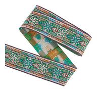 WEITINGKKK Nastro jacquard di rifinitura, Passamaneria in nastro jacquard for cucire decorativa 5 m x 50 mm stile etnico multicolore(Green)