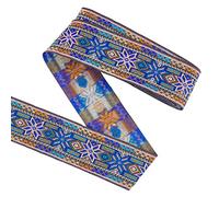 WEITINGKKK Nastro jacquard di rifinitura, Passamaneria in nastro jacquard for cucire decorativa 5 m x 50 mm stile etnico multicolore(Blue)