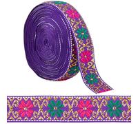 WEITINGKKK Nastro jacquard di rifinitura, Passamaneria vintage in nastro jacquard con motivo floreale decorativo multicolore, 7 m x 22 mm(Indigo)