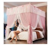 WEITINGKKK Nastro jacquard di rifinitura, Zanzariera a baldacchino for letto a 4 angoli con staffa multicolore, diverse misure(Pink,200X220cm/79X87in)