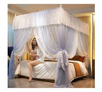WEITINGKKK Nastro jacquard di rifinitura, Zanzariera a baldacchino for letto a 4 angoli con staffa multicolore, diverse misure(Blue,180X220cm/71X87in)