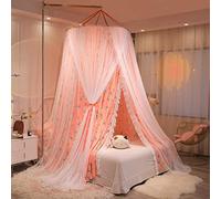 WEITINGKKK Nastro jacquard di rifinitura, Zanzariera for letto a baldacchino, tenda a cupola, ombreggiante, for pavimento e soffitto, doppia o singola, multicolore(A,Flood tent+curtain+bracket)
