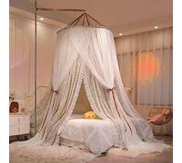 WEITINGKKK Nastro jacquard di rifinitura, Zanzariera for letto a baldacchino, tenda a cupola, ombreggiante, for pavimento e soffitto, doppia o singola, multicolore(C,Flood tent+curtain)