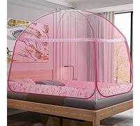 WEITINGKKK Nastro jacquard di rifinitura, Zanzariera for letto a baldacchino, tenda con doppia porta e cerniera multicolore, diverse misure(Pink,1.8 * 2.0M)