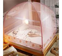 WEITINGKKK Nastro jacquard di rifinitura, Zanzariera pieghevole con doppia porta e cerniera for letto, campeggio, viaggio, multicolore, diverse misure(Pink,1.8 * 2M)