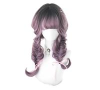 WEITINGKKK Parrucche Sintetiche Cosplay Costume Wig, Parrucca Lunga ondulata Viola Mista Nera Parrucca Sintetiche Resistenti al Calore di Halloween