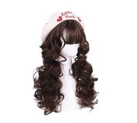 WEITINGKKK Parrucche Sintetiche Cosplay Costume Wig, Parrucca Parrucche Lunghe e ricce con Frangia Bionda Cioccolato Hara Capelli Sintetici Resistenti al Calore Festa(Brown)