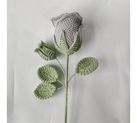 WEITINGKKK Piante all'uncinetto, Bouquet for decorazioni for la casa da sposa, rose lavorate a maglia a cinque fili, fiori artificiali fatti a mano all'uncinetto(Light Gray9)