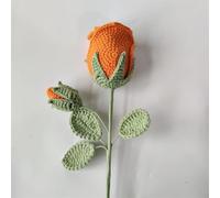 WEITINGKKK Piante all'uncinetto, Bouquet for decorazioni for la casa da sposa, rose lavorate a maglia a cinque fili, fiori artificiali fatti a mano all'uncinetto(Yellow Gn8)