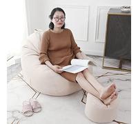 WEITINGKKK poltrona di fagioli, (No Beans) Sacco a pelo con rivestimento in tela di cotone e seduta a sacco for organizzare giocattoli di peluche o memory foam(Beige,Small)