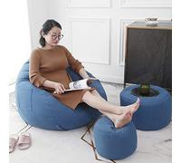 WEITINGKKK poltrona di fagioli, (No Beans) Sacco a pelo con rivestimento in tela di cotone e seduta a sacco for organizzare giocattoli di peluche o memory foam(Blue,Large)