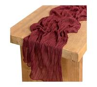 WEITINGKKK Runner da tavolo in tela di formaggio, Tovaglia in garza, confezione da 4, misure multiple, multicolore, in poliestere(Dark Red,90X340cm)