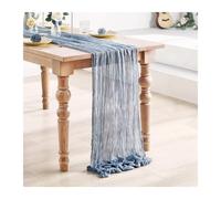 WEITINGKKK Runner da tavolo in tela di formaggio, Tovaglia in garza, confezione da 4, misure multiple, multicolore, in poliestere(Grey Blue,90X400cm)