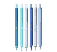 WEITINGKKK seduto con una penna neutra, Penna a sfera retrattile con inchiostro gel, 0,5 mm, nero multicolore, confezione da 6(B)