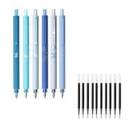 WEITINGKKK seduto con una penna neutra, Penna a sfera retrattile con inchiostro gel, 0,5 mm, nero multicolore, confezione da 6(A)