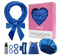 weiwei Velluto Bigodino Lungo per Boccoli Arricciacapelli Senza Calore Bigodino Fascia Capelli per Dormire, Morbido Heatless Hair Curler, 9 Pezzi Bigodini Set per Donne e Ragazze,Blu