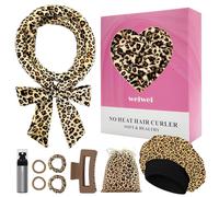 weiwei Velluto Bigodino Lungo per Boccoli Arricciacapelli Senza Calore Bigodino Fascia Capelli per Dormire, Morbido Heatless Hair Curler, 9 Pezzi Bigodini Set per Donne e Ragazze,Leopardato