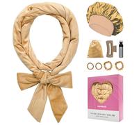 weiwei Velluto Bigodino Lungo per Boccoli Arricciacapelli Senza Calore Bigodino Fascia Capelli per Dormire, Morbido Heatless Hair Curler, 9 Pezzi Bigodini Set per Donne e Ragazze,Cachi