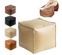 WEIWOGU Borsa per cuscino imbottibile, ottomane pouf non appalto, poggiapulmino in pelle multifunzionale, soluzione di stoccaggio del cuscino decorativo a cubo, poggiapiedi impermeabili per (Beige)