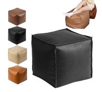 WEIWOGU Borsa per cuscino imbottibile, ottomane pouf non appalto, poggiapulmino in pelle multifunzionale, soluzione di stoccaggio del cuscino decorativo a cubo, poggiapiedi impermeabili per (Nero)