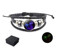 WEIWOGU Bracciale spirituale con segni zodiacali, 12 costellazioni regolabili multistrato, braccialetti spirituali, tessuti fatti a mano che si illuminano al buio (Aquarius)