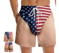 WEIWOGU Costume da Bagno da Uomo Divertente e Patriottico, Pantaloncini Mare con Stampa Aquila Effetto Nudo sul Retro (#A1-4XL)