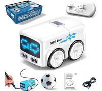 WEIWOGU Magic Follows Line Car, Magic mini Bus Toy, Smart Sensor RC-Controlled Toy Bus with Auto Expression, Gestures Follow Vehicle Toys Car Expression Light Adjustment & 4 Play Modes (White)