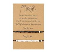 WEIWUXIAN 2 Pezzi Braccialetti Amicizia e Promessa, | Braccialetto Regolabile Regalo Amore e Compleanno con Carta Messaggio Adatto a Donne e Ragazze Intrecciato in Cordoncino Nero