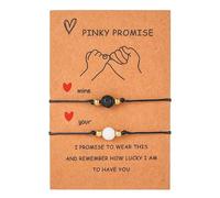 WEIWUXIAN 2 Pezzi Braccialetti Amicizia e Promessa, | Braccialetto Regolabile Regalo Amore e Compleanno con Carta Messaggio Adatto a Donne e Ragazze Intrecciato in Cordoncino Nero