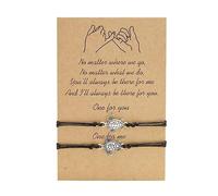 WEIWUXIAN 2 Pezzi Braccialetti Amicizia e Promessa, | Braccialetto Regolabile Regalo Amore e Compleanno con Carta Messaggio Adatto a Donne e Ragazze Intrecciato in Cordoncino Nero