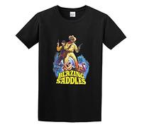 Weixiu Blazing Saddles Half Sleeve Reunion Pattern Pullover Top Keep Warm T-Shirt Black 3XL