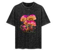 Weixiu Psychedelic Magic Mushroom Trippy Stoner T-Shirt Black M