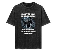 Weixiu What My Face Does When You Talk Funny Toothless Dragon Men's Graphic Printed Black Tee T-Shirt Black S