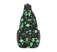 WEIXNCXCJ Casual Space Ship And Aliens Crossbody Sling Backpack Men Galaxy Exploration Borsa a Tracolla per Campeggio in Bicicletta