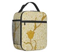 WEIXNCXCJ William Morris Garden Tulip Vittoriano Motivi Floreali Isolato Lunch Bag Impermeabile Modello Tessile Termico Cooler Lunch Tote