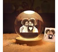 WEIYOUDP Sfera di cristallo personalizzata con foto a LED, luce notturna 2D personalizzata con sfera di cristallo, decorazione per camera da letto, ufficio, regalo, matrimonio, coppia, genitori, foto