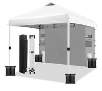 WEIZE Tenda a baldacchino pop-up 10 x 10, installazione con un solo pulsante, tenda pop-up con 1 parete laterale e 6 tasche, rifugio portatile istantaneo regolabile in altezza, 4 sacchi pesi, parasole
