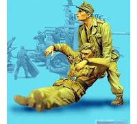 weizhang 1/35 Kit modello soldato in resina ferita di soldati della seconda guerra mondiale (2 persone) kit in miniatura pressofuso non verniciato e autoassemblato-K7N25