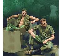weizhang 1/35 Vietnam War US Army Tank Soldiers Resting Resin Soldier Model (2 persone, senza carri armati) kit di montaggio in miniatura non verniciato e autoassemblato-L95U71