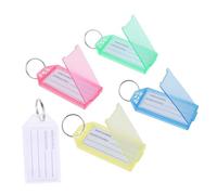 WEKADRIN 100 pezzi Etichette Portachiavi Colorate con Anello Targhette Identificative in Plastica Riutilizzabili per Chiavi Bagagli e Scatole Assortito Colori Giallo Bianco